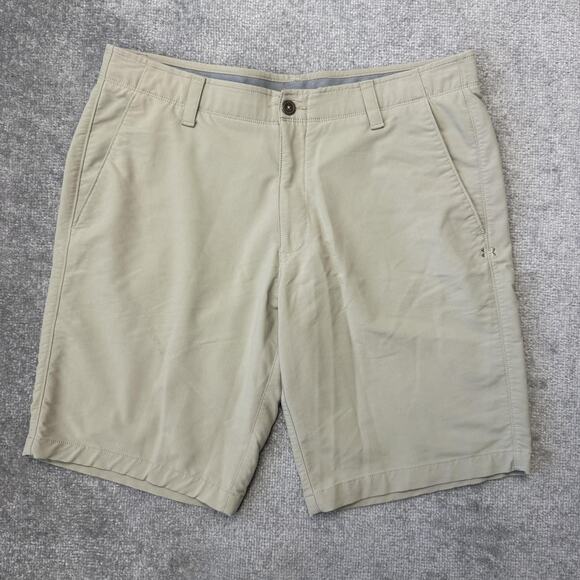 Under Armour Other - Under Armour Shorts Mens 38 Khaki Beige HeatGear Loose Fit Athletic Golf Nylon